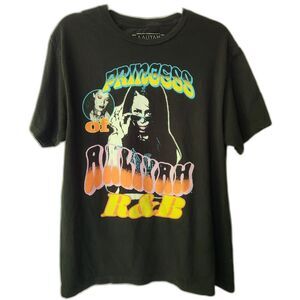 Aaliyah Adult L Black Princess of R&B Graphic Short Sleeve T Shirt Vtg Look